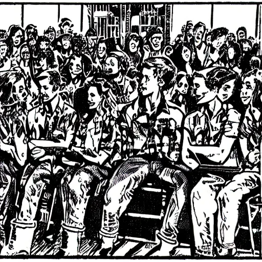 Image similar to robert crumb comic about pembroke pines flanagan high school students partying accurate eyes high detail