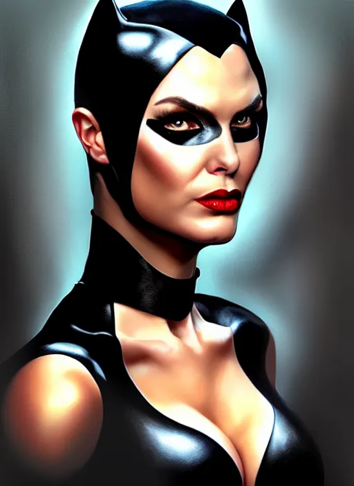 Prompt: a _ fantasy _ style _ portrait _ painting _ catwoman, oil _ painting _ unreal _ 5 _ daz. _ rpg _ portrait _ extremely _ detailed _ paolo eleuteri serpieri