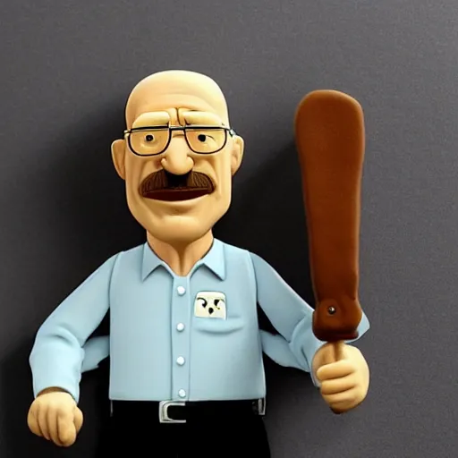 Image similar to “ walter white in the style of wallace and gromit claymation on a white background, super detailed ”