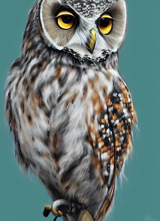 Prompt: realistic portrait beautiful painting of owl, steel bird feathers, smoking. full body, fine art, trending on artstation, smooth draw, sharp focus, digital art, bright colors, fine draw, perfect lighting, high render, high resolution.