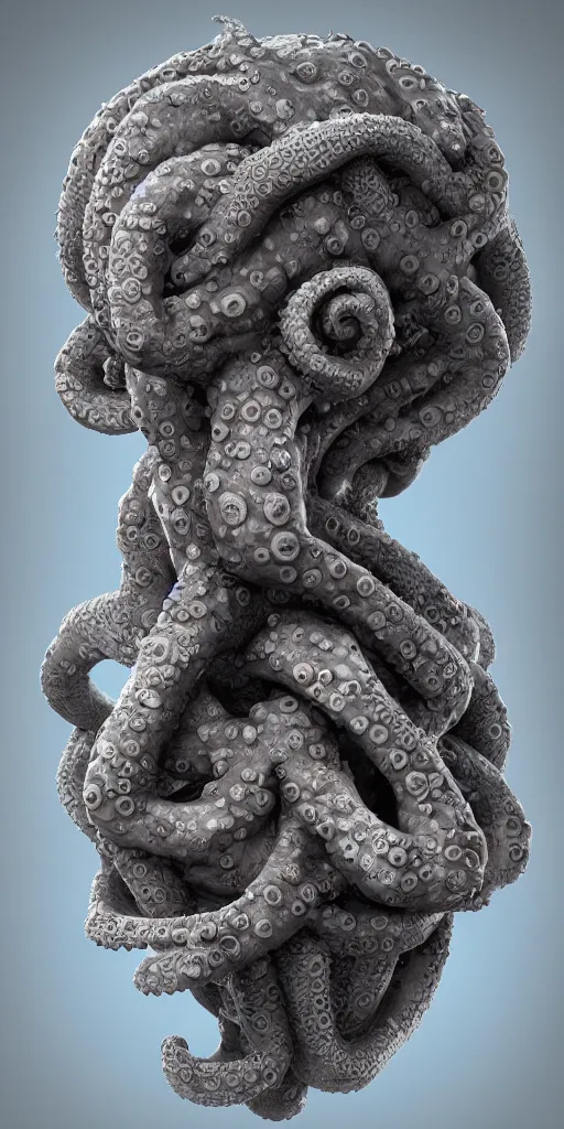 Prompt: the fractalogist, octopus transhuman, zbrush sculpture, octane render, high detail, post processing, 4 k