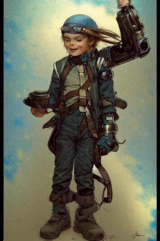 Image similar to ( ( ( ( ( 2 0 5 0 s retro future 1 0 year boy old super scientest in space pirate mechanics costume. muted colors. childrens book layout ) ) ) ) ) by jean - baptiste monge,!!!!!!!!!!!!!!!!!!!!!!!!!!!!!!