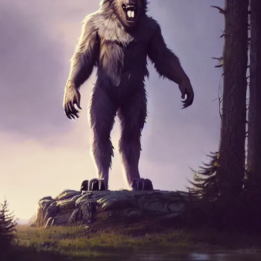 Prompt: cute handsome cuddly werewolf from van helsing unreal engine hyperreallistic render 8k character concept art masterpiece digital art by Greg Rutkowski, Simon Stalenhag, trending on Artstation, CGSociety