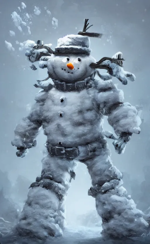 Prompt: a snowman depicted and made into a transformer, hybrid, dynamic lighting, photorealistic fantasy concept art, trending on art station, stunning visuals, creative, cinematic, ultra detailed