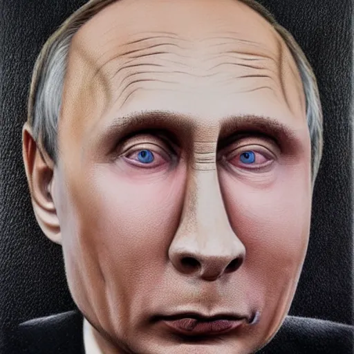 Image similar to portrait by giger of vladimir putin who became an ugly retarded lovecraftian degraded monstrosity, photo - realistic, color image, 2 k, highly detailed