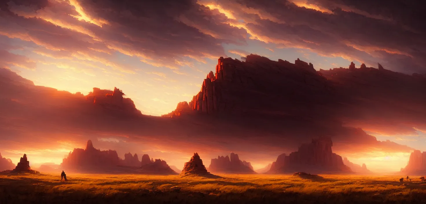 Prompt: navajo indian reservations, cinematic view, epic sky, detailed, concept art, low angle, high detail, warm lighting, volumetric, godrays, vivid, beautiful, trending on artstation, by jordan grimmer, huge scene, grass, art greg rutkowski