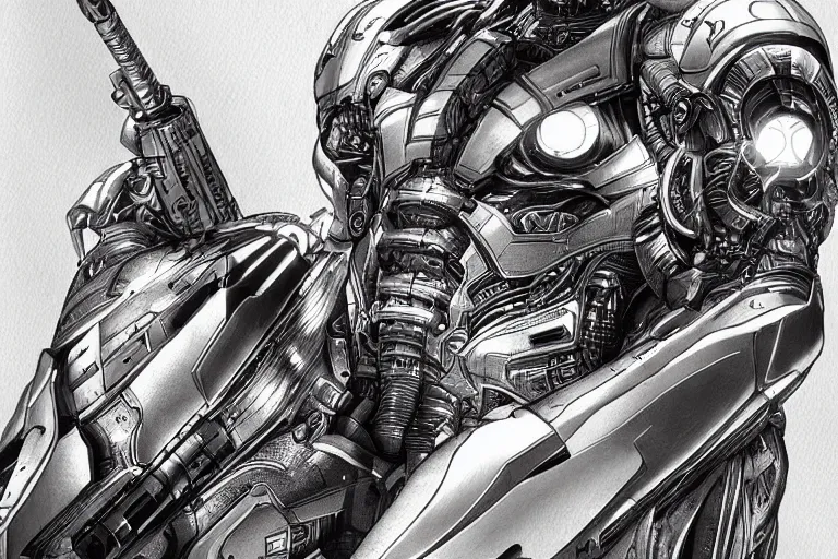 Image similar to “ a extremely detailed stunning drawings of cyborg by allen william on artstation ”