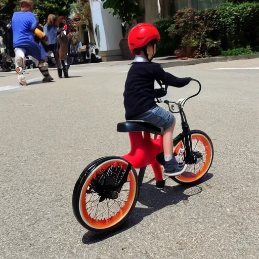 Prompt: fumo ride the toy bike