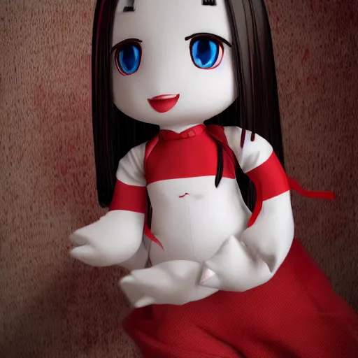 Image similar to cute fumo plush of a girl who has a collection of souls inside jars in her mansion, black and white and red, vray