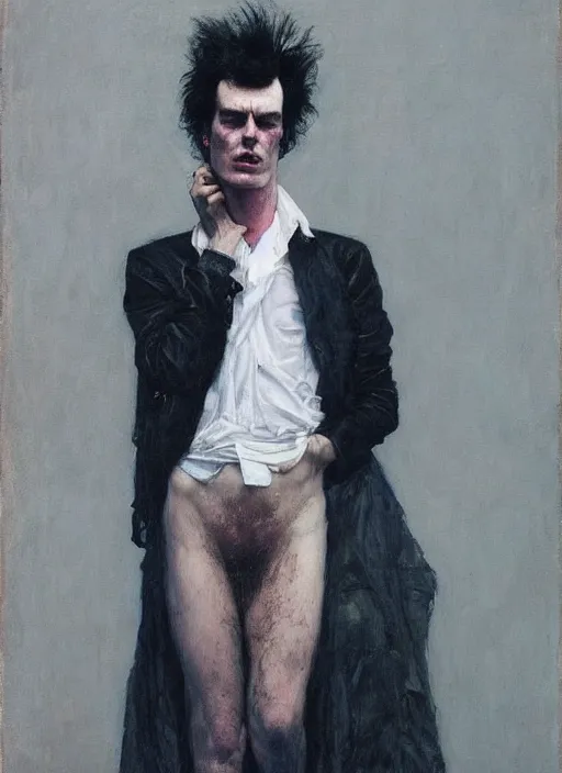 Prompt: sid vicious by jeremy lipking egon schiele gottfried helnwein