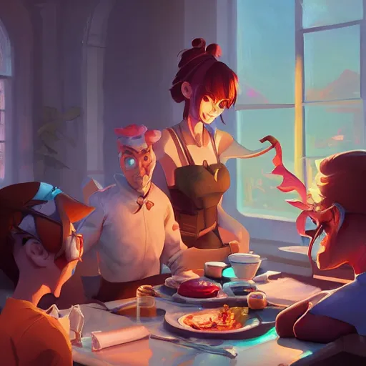 Image similar to hero world breakfast at tiffany's, behance hd by jesper ejsing, by rhads, makoto shinkai and lois van baarle, ilya kuvshinov, rossdraws global illumination