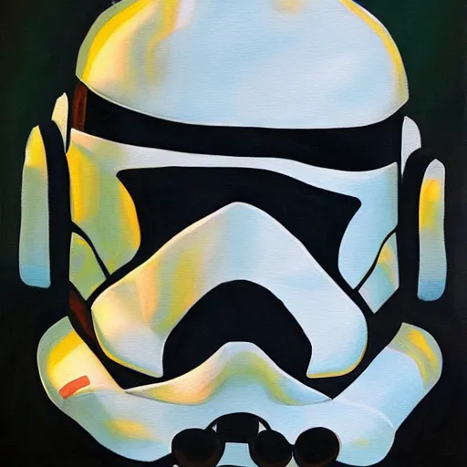 Image similar to a painting of a clone trooper, in the style of salvador dali and raffael