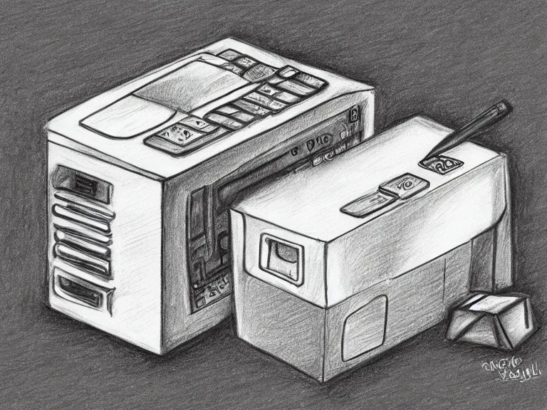 Image similar to a pencil drawing of a box computer. by pen tacular