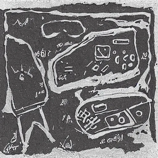 Image similar to original cave drawings of the Gameboy - estimated 600 BC
