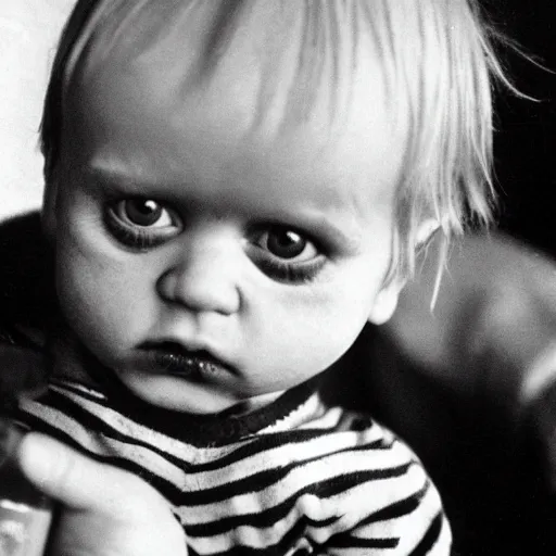 Prompt: Klaus Kinski dressed as a baby, a vodka bottle in his hands, medium shot, high quality photography, hyper detailed, hyper realistic