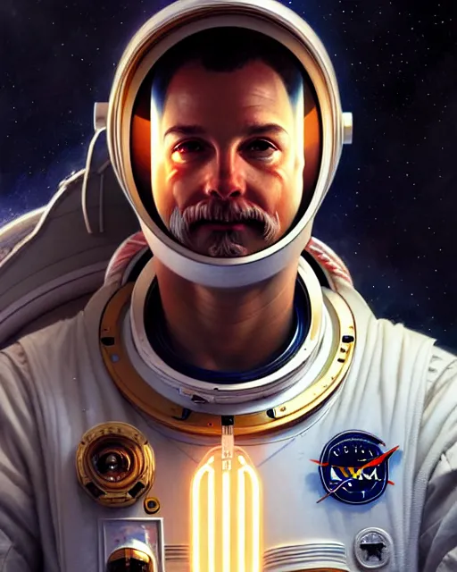 Image similar to portrait of zeus as an astronaut, intricate, highly detailed, digital painting, artstation, concept art, smooth, sharp focus, illustration, art by artgerm and greg rutkowski and alphonse mucha