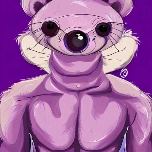 Prompt: furry ( fandom ) art of a cute anthropomorphic purple otter cartoon alien with antennas, digital art, painting, trending on furaffinity