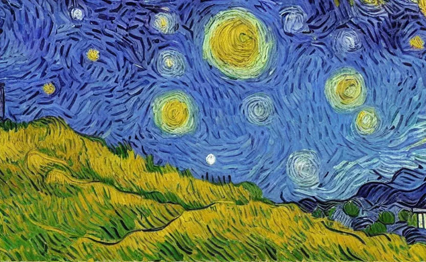 Image similar to a beautiful landscape in the style of vincent van gogh, ultra realistic, beautiful