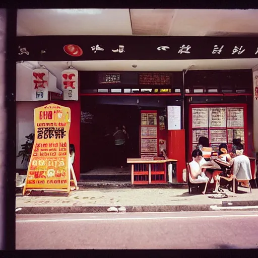 Prompt: A photo of a kopitiam in Singapore, disposable film