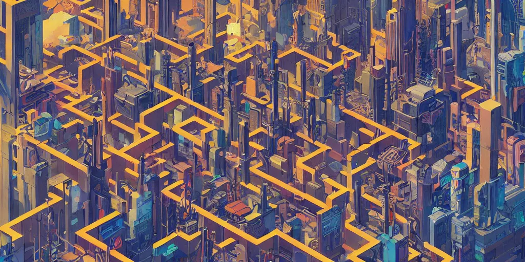 Image similar to a graphic layout design maze poster of cyberpunk city, chris ware, peter mohrbacher, jane newland, peter gric, chris ware, aaron horkey, illustration, artstation