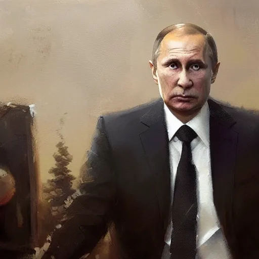 Image similar to picture the putin runs lavrov as a puppet, painting by greg rutkowski