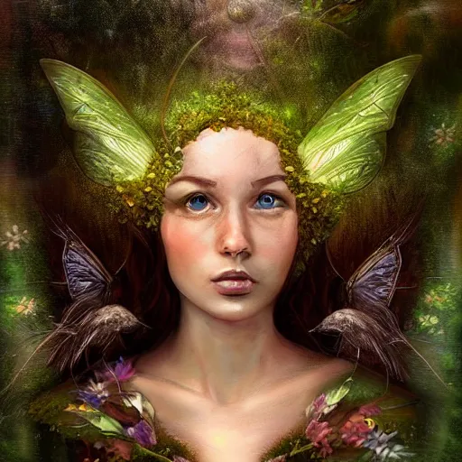 Prompt: portrait fairy emerging from a lake, art digital, highly detailed face, forest, fantasy, artwork