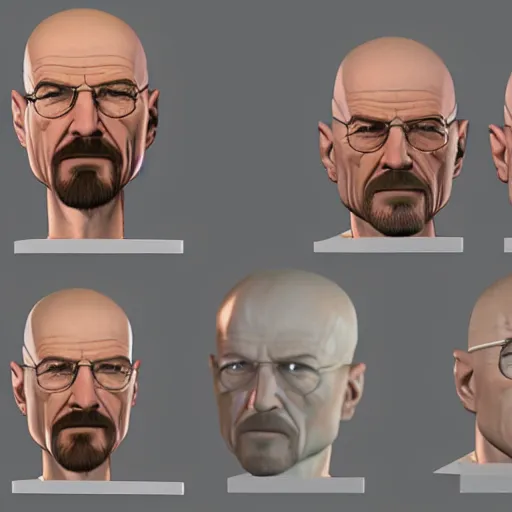 Prompt: 3 d modelling reference of walter white video game character. free download for artists.