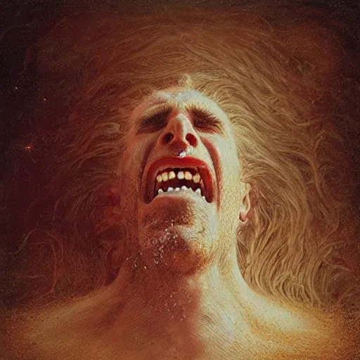 Prompt: a man screaming while being frozen to death, absolute zero, by agostino arrivabene