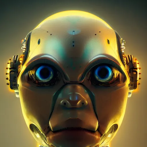 Prompt: centered detailed portrait of a scary robotic robot, realistic character concept, identical eyes, gazing eyes, video game art, fantasy, illustration, slender symmetrical face and body, artstation, cinematic lighting, hyperdetailed, cgsociety, 8 k, octane render, golden ratio, postprocessing