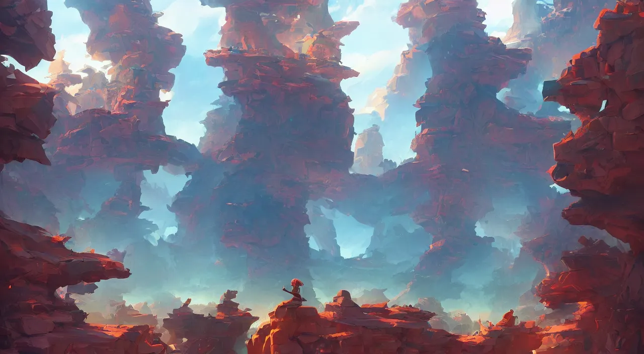 Image similar to flag colored wall fortress greeble illusion landscape wonderworld paradize, behance hd by jesper ejsing, by rhads, makoto shinkai and lois van baarle, ilya kuvshinov, rossdraws global illumination