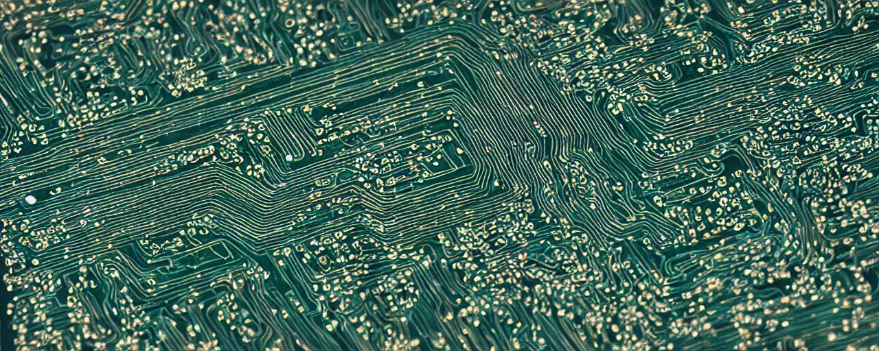 Image similar to a circuit board interwoven with spaghetti, high detail, canon 5 0 mm, cinematic lighting, photography, retro, film, kodachrome