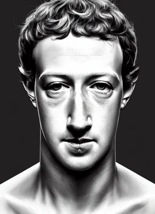 Prompt: mark zuckerberg as male android!!!, pale, lifeless, dead eyes, portrait, intricate, elegant, highly detailed, digital painting, artstation, concept art, wallpaper, smooth, sharp focus, illustration, art by h. r. giger and artgerm and greg rutkowski and alphonse mucha