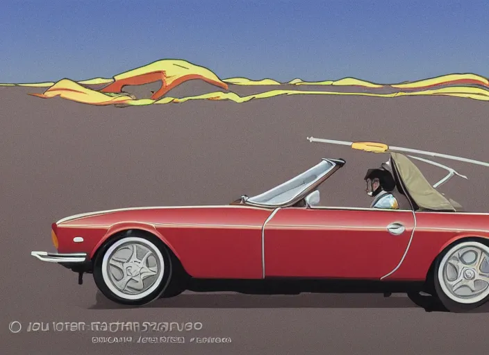 Prompt: highly detailed 1 9 6 9 red datsun fairlady roadster, retro minimalist art by jean giraud, moebius starwatcher comic, sharp, 8 k