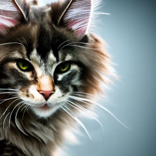 Prompt: a cute Maine coon cat with a large fluffy tail pixiv bokeh high quality 8k award winning photograph