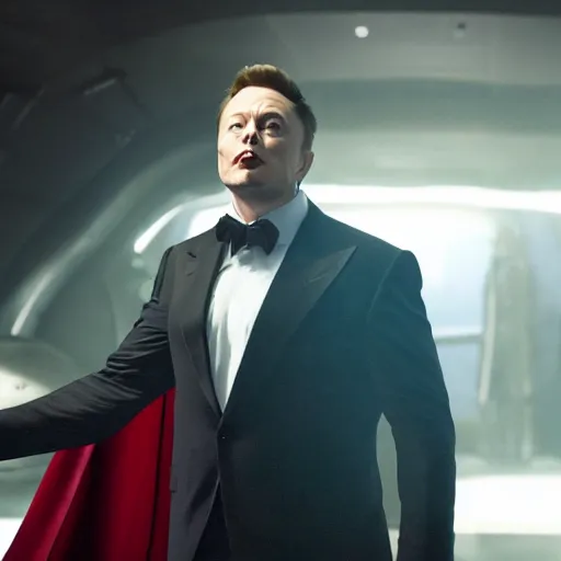 Image similar to film still of Elon Musk as Lex Luther in the new Superman movie