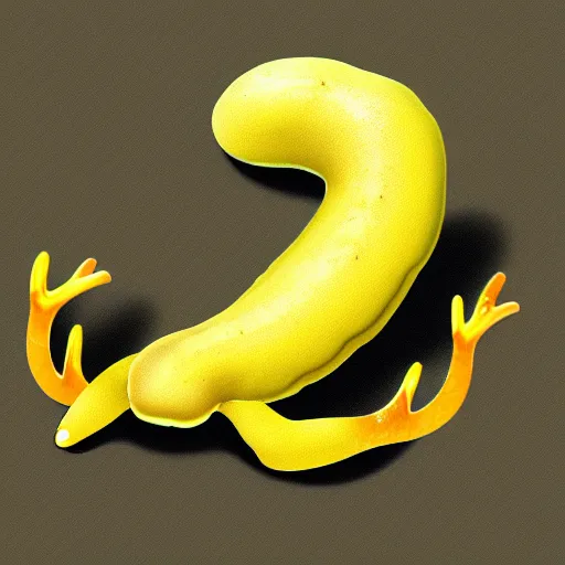 Image similar to banana slug with antlers, digital art