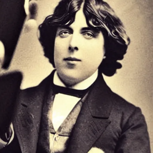 Image similar to oscar wilde taking a selfie