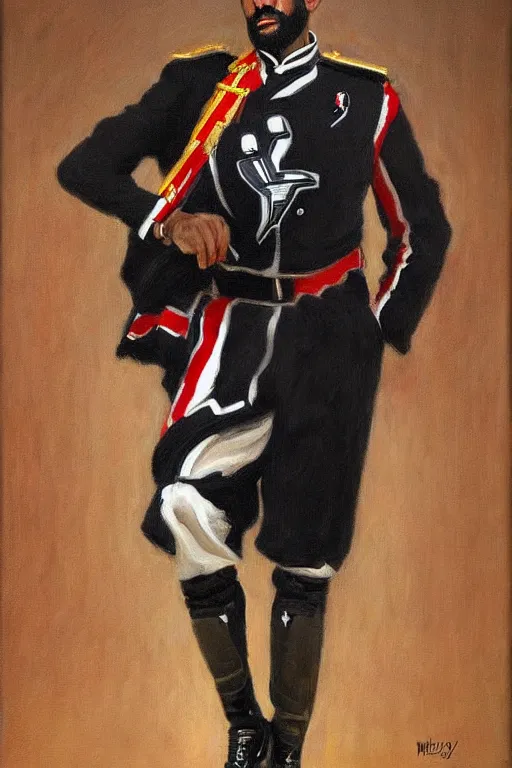 Prompt: full body portrait of the dictator of the san antonio spurs, 1 8 8 9, in full military garb, oil on canvas by william sidney mount, trending on artstation