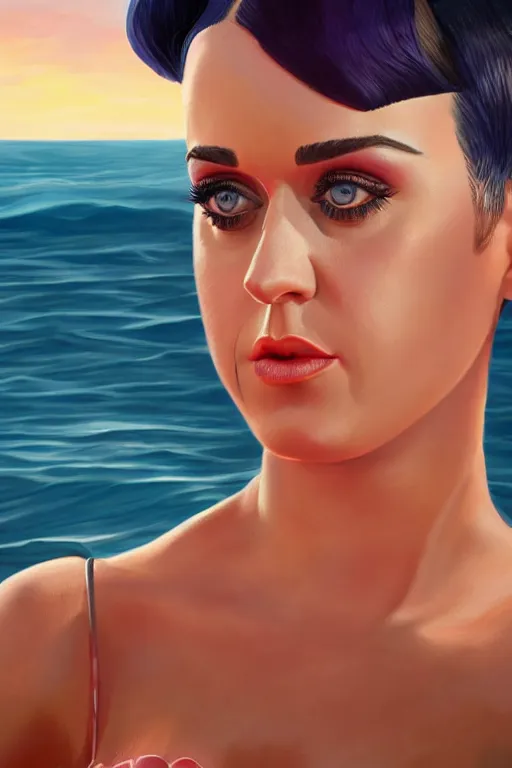 Image similar to pregnant katy perry at the beach, realistic portrait, symmetrical, highly detailed, digital painting, artstation, concept art, smooth, sharp focus, illustration, cinematic lighting, 8 k movie screenshot hdr