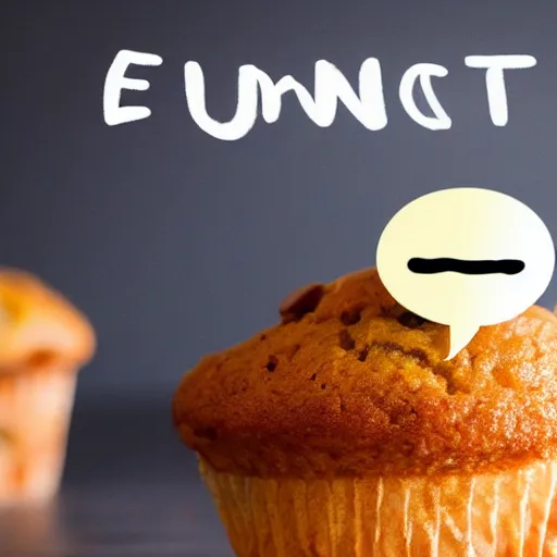 Image similar to photo of a muffin with a speech bubble over its head saying 'eat me, daddy'.