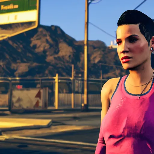 Image similar to Halsey in GTA V, 4k