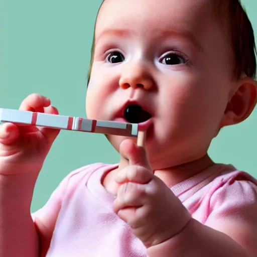 Prompt: baby with a juul