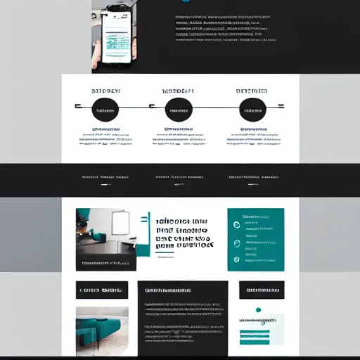 Image similar to contemporary landing page design for a freelance designer, teal and black colour palette, template layout, graphic design