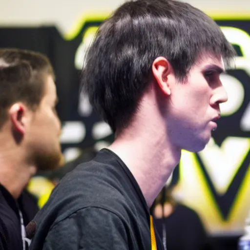 Image similar to white man with long neck at fighting game tournament