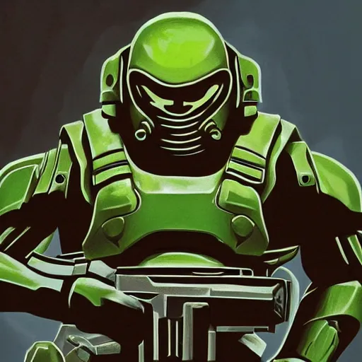 Image similar to doomguy in fornite, artstation hall of fame gallery, editors choice, # 1 digital painting of all time, most beautiful image ever created, emotionally evocative, greatest art ever made, lifetime achievement magnum opus masterpiece, the most amazing breathtaking image with the deepest message ever painted, a thing of beauty beyond imagination or words