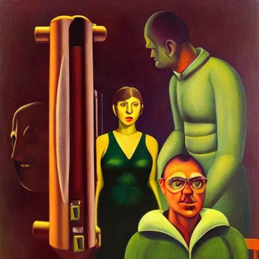 Image similar to the andromeda strain, grant wood, pj crook, edward hopper, oil on canvas