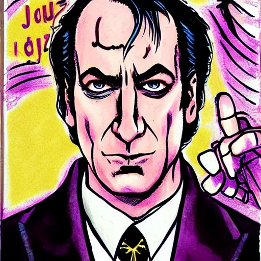 Image similar to saul goodman in jojo's bizarre adventure by Hirohiko Araki