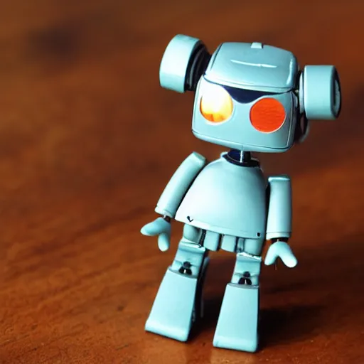 Prompt: a very cute tiny robot thinking about writing a love letter to her friend