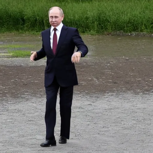 Image similar to vladimir putin dancing at g 7 summit central stage