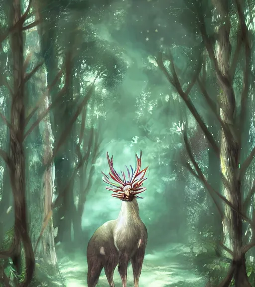 Image similar to ancient animal god in a forest by aoshima, chiho - digital art